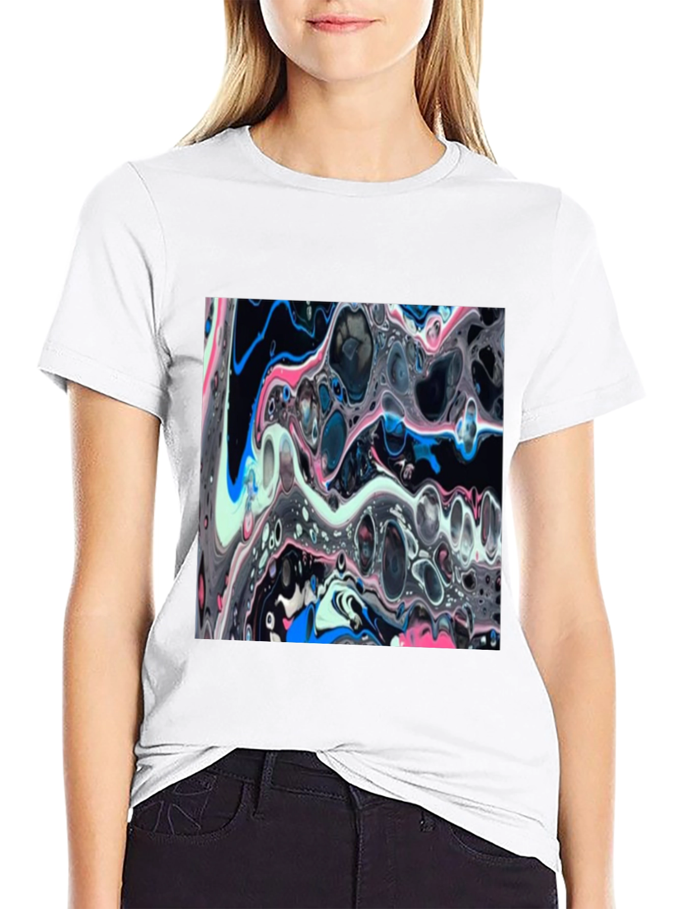 Abstract Swirl Art Black T-Shirt