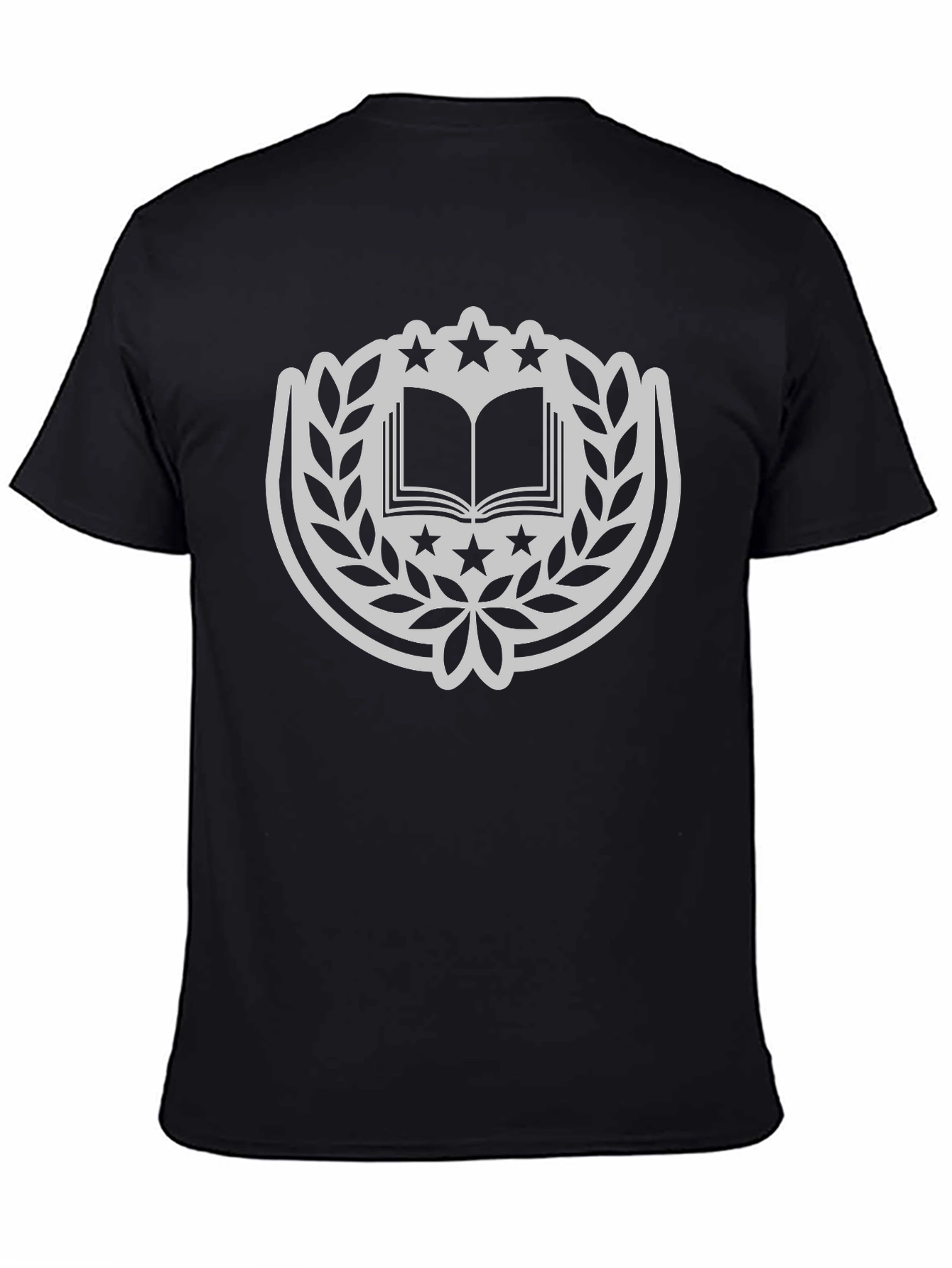 Academic Crest Tee: Classic Black Cotton T-Shirt