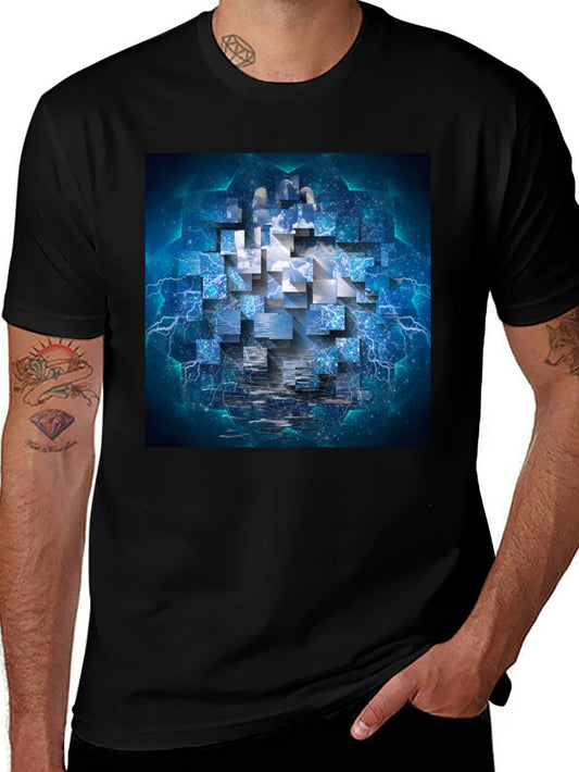 Abstract Cube Graphic Print Tee