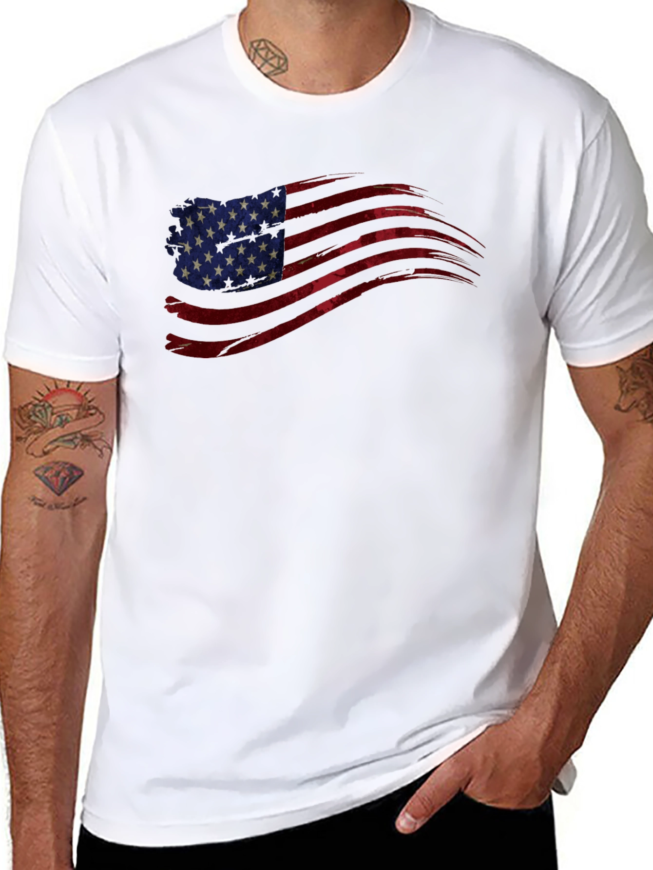 American Flag Graphic Tee - Patriotic Black T-Shirt