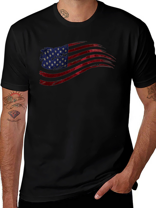 American Flag Graphic Tee - Patriotic Black T-Shirt