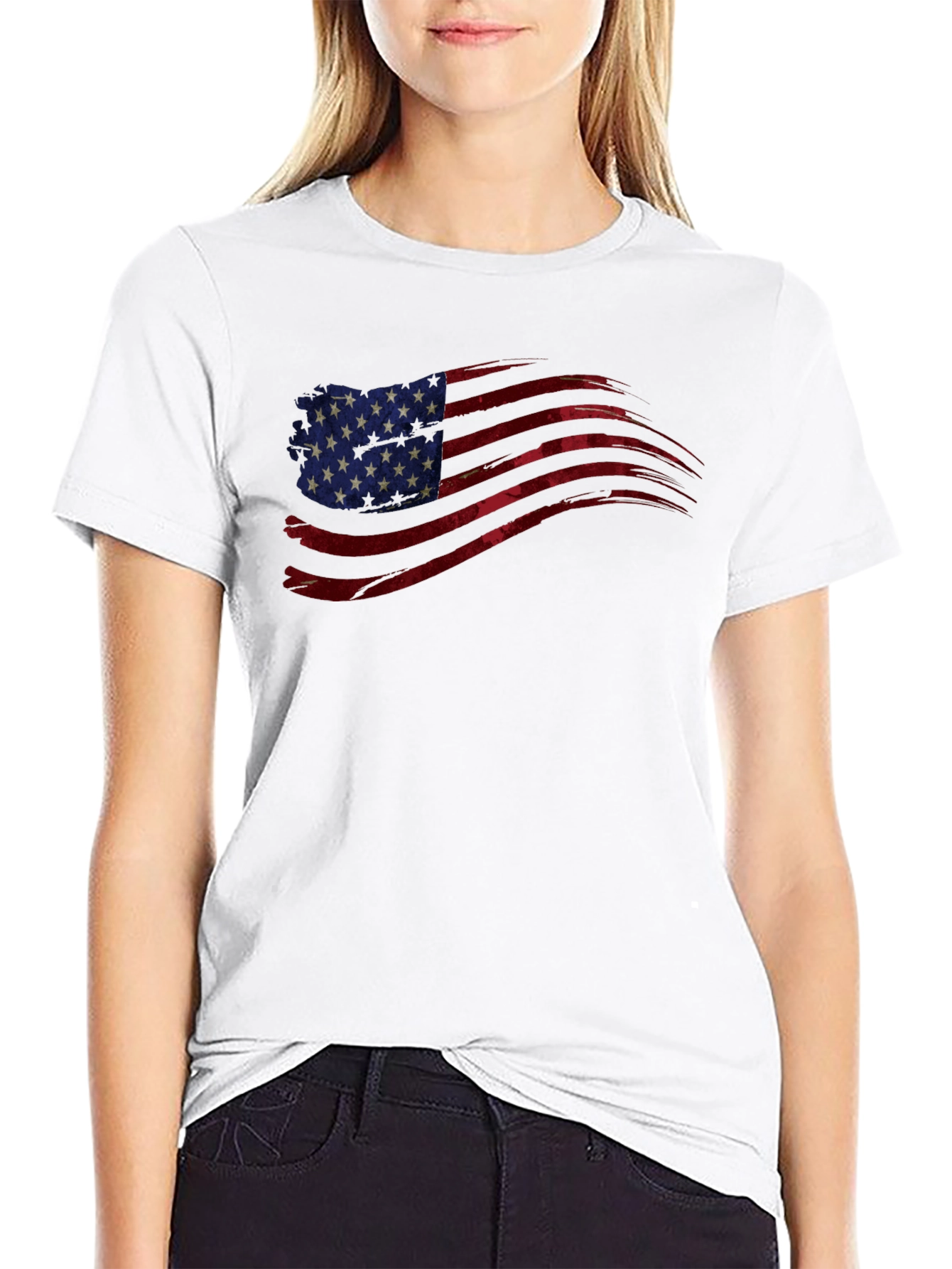 American Flag Graphic Tee - Patriotic Black T-Shirt
