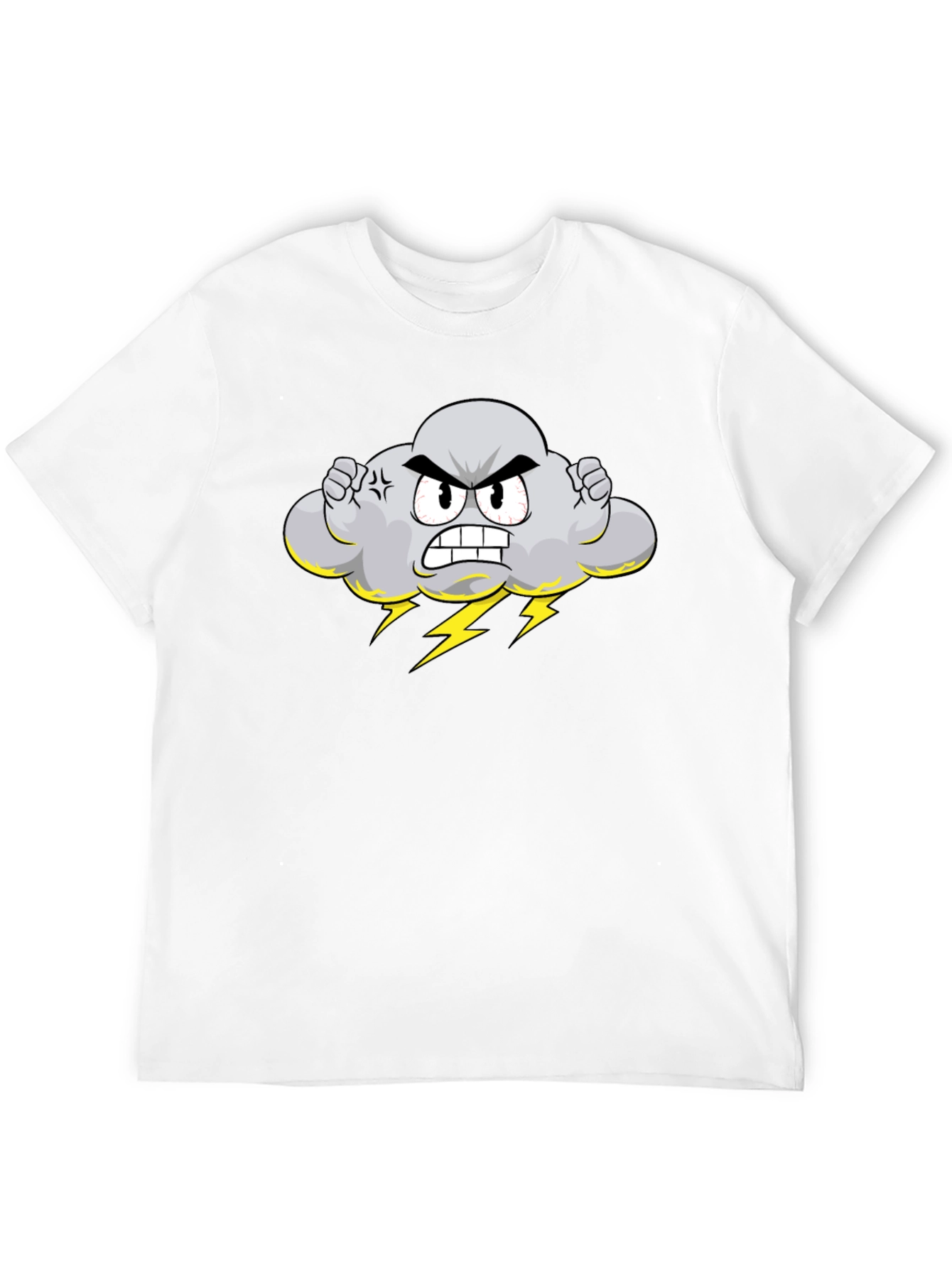 Angry Cloud Cartoon Black T-Shirt