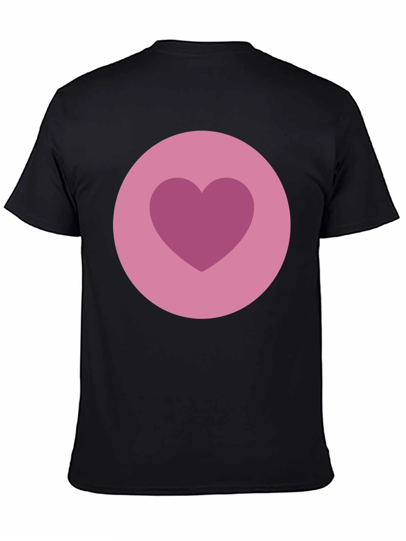 Heart Circle Graphic Tee - Black Cotton Blend Shirt
