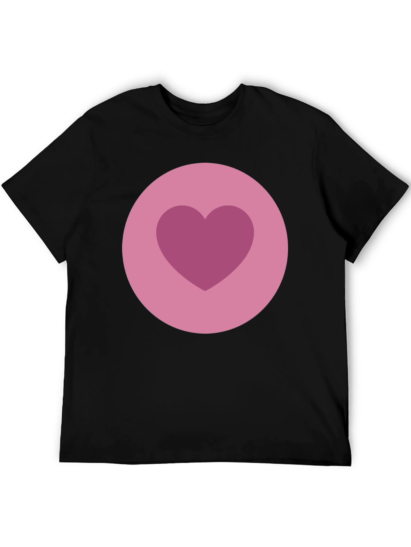 Heart Circle Graphic Tee - Black Cotton Blend Shirt