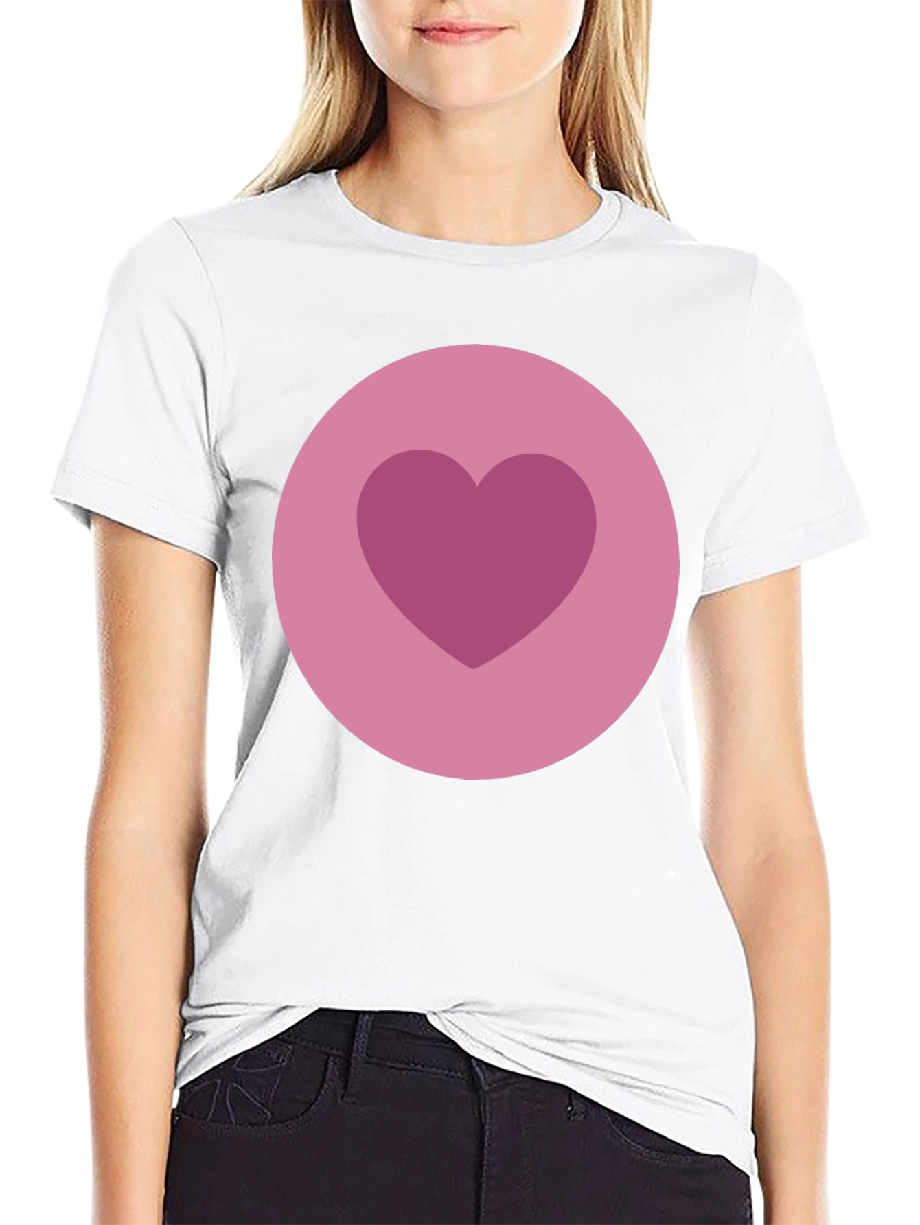 Heart Circle Graphic Tee - Black Cotton Blend Shirt