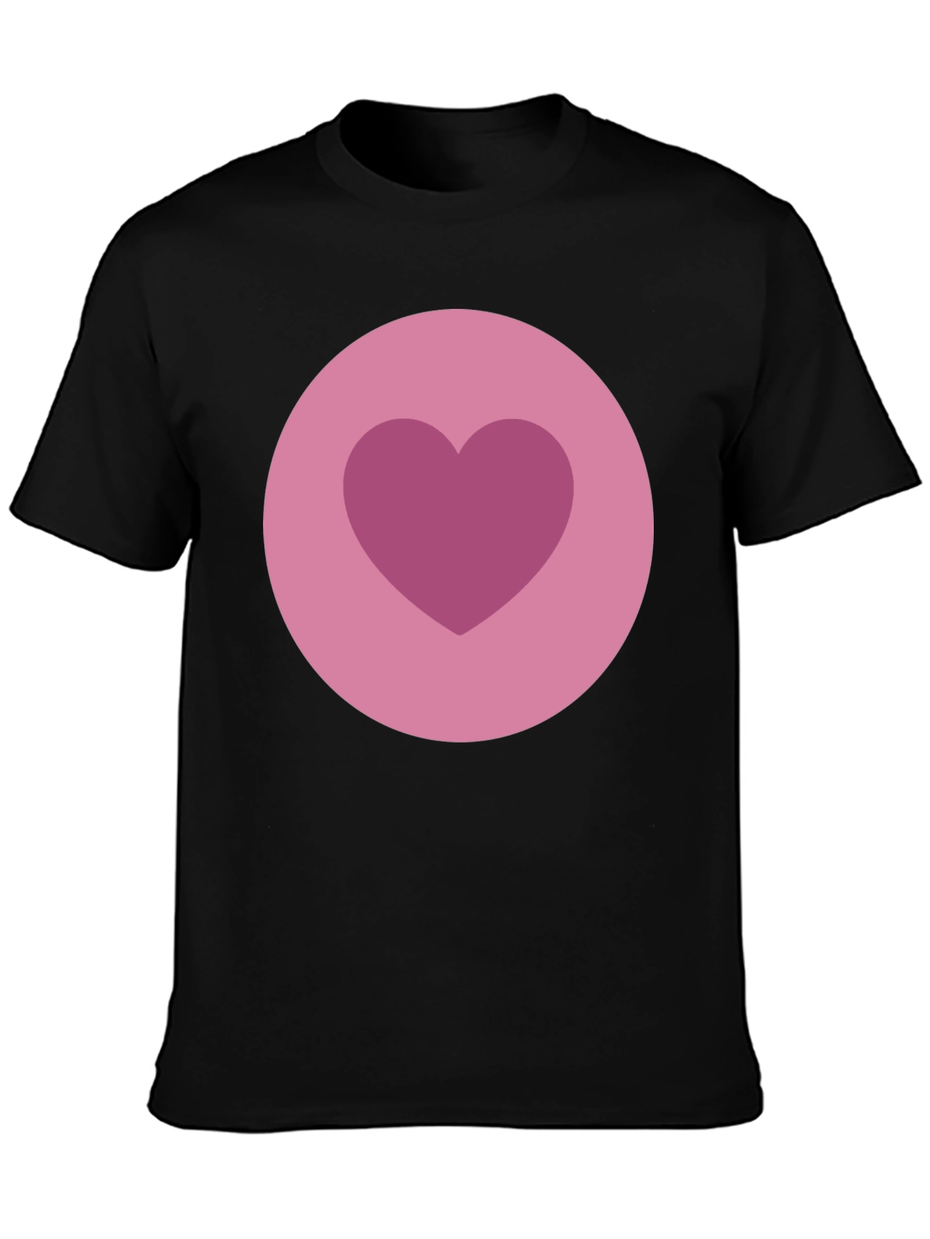 Heart Circle Graphic Tee - Black Cotton Blend Shirt