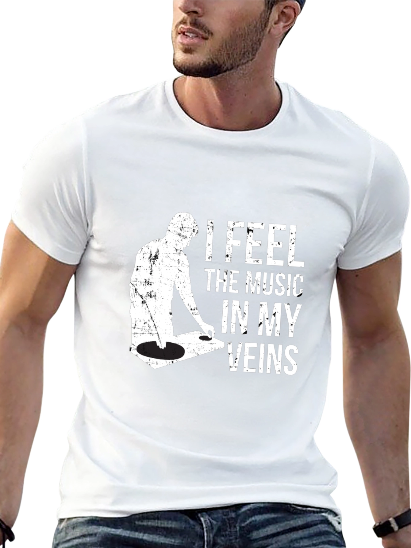 I Feel the Music DJ Graphic Tee - Black