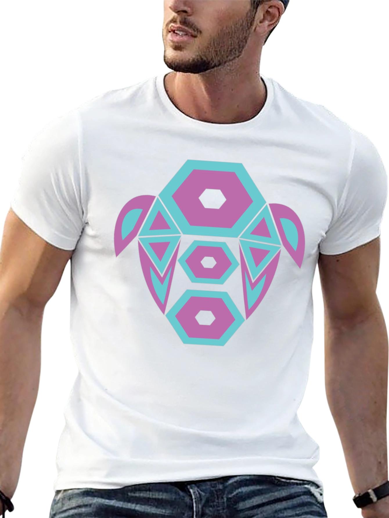 Abstract Turtle Graphic Tee - Black Cotton