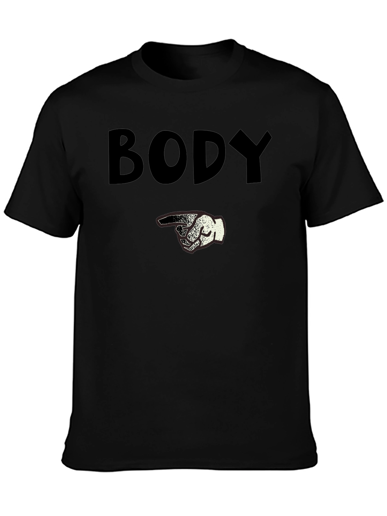Humorous Body Graphic Print Black T-Shirt