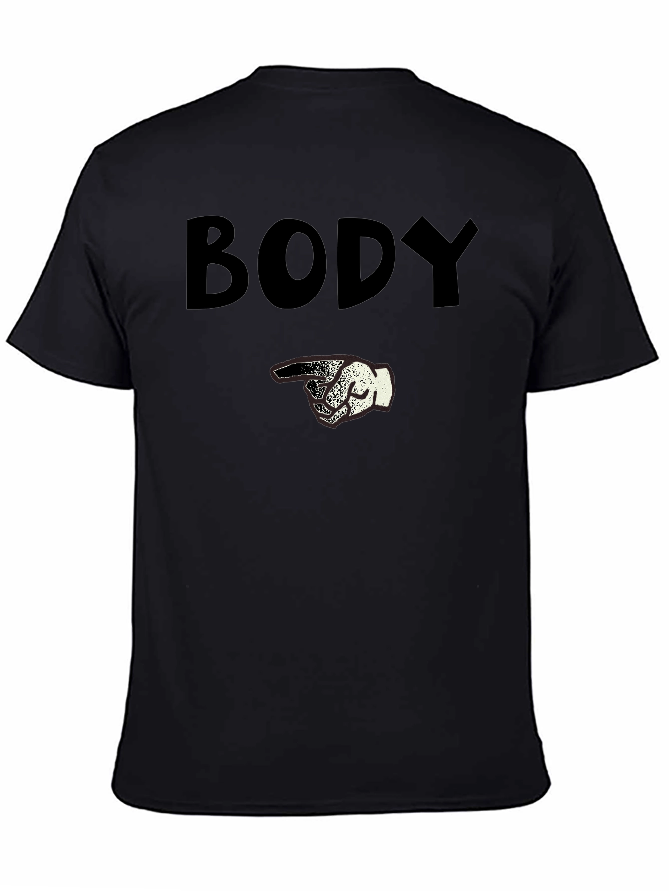 Humorous Body Graphic Print Black T-Shirt