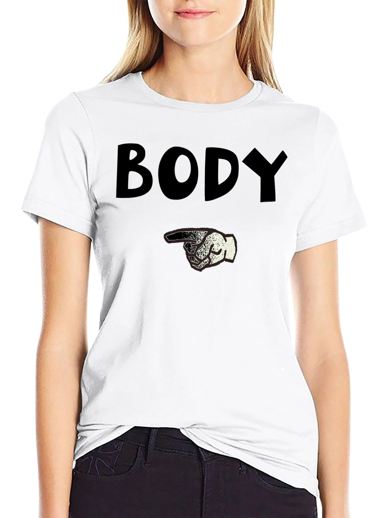 Humorous Body Graphic Print Black T-Shirt