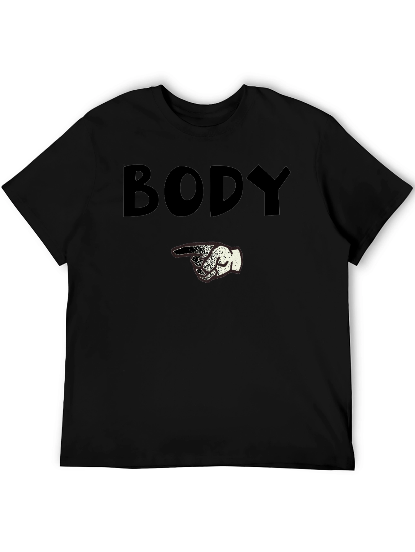 Humorous Body Graphic Print Black T-Shirt