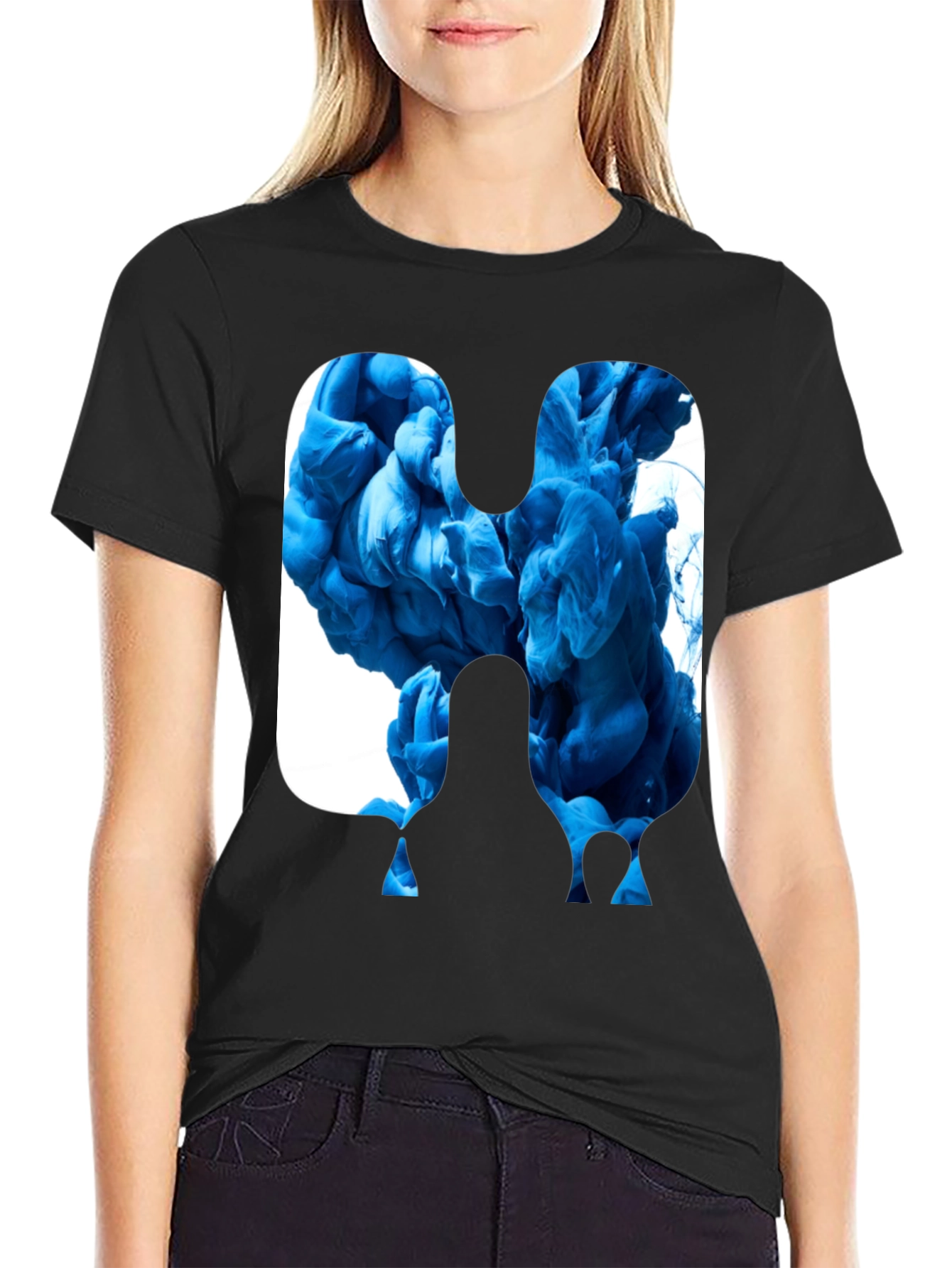 Abstract Blue Ink Graphic Tee