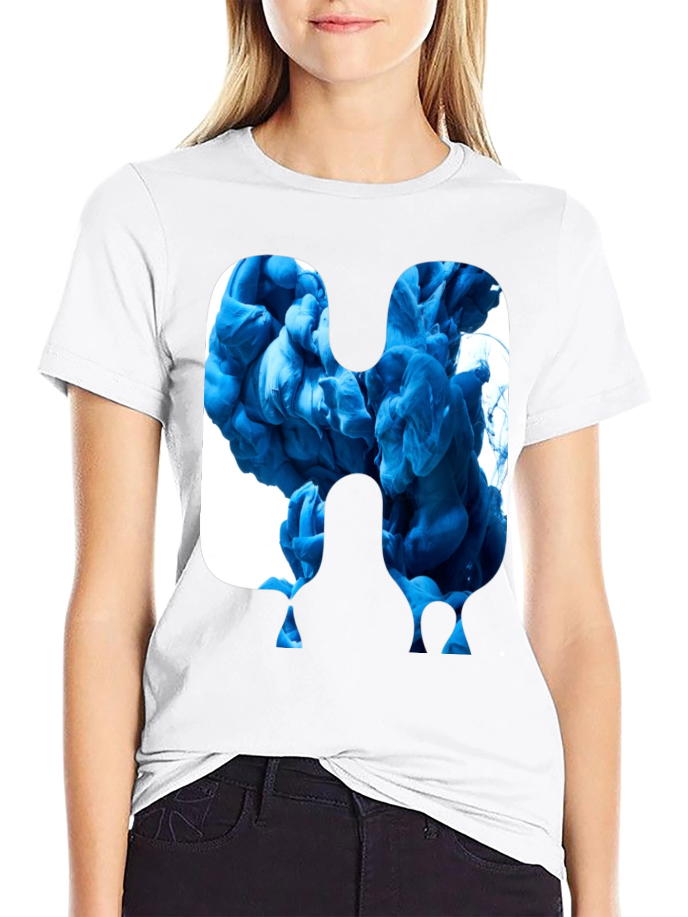 Abstract Blue Ink Graphic Tee
