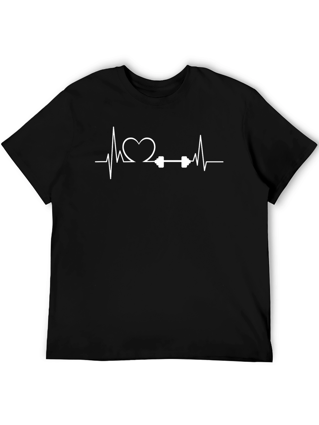 Heartbeat Barbell Graphic Tee - Fitness Lover Shirt