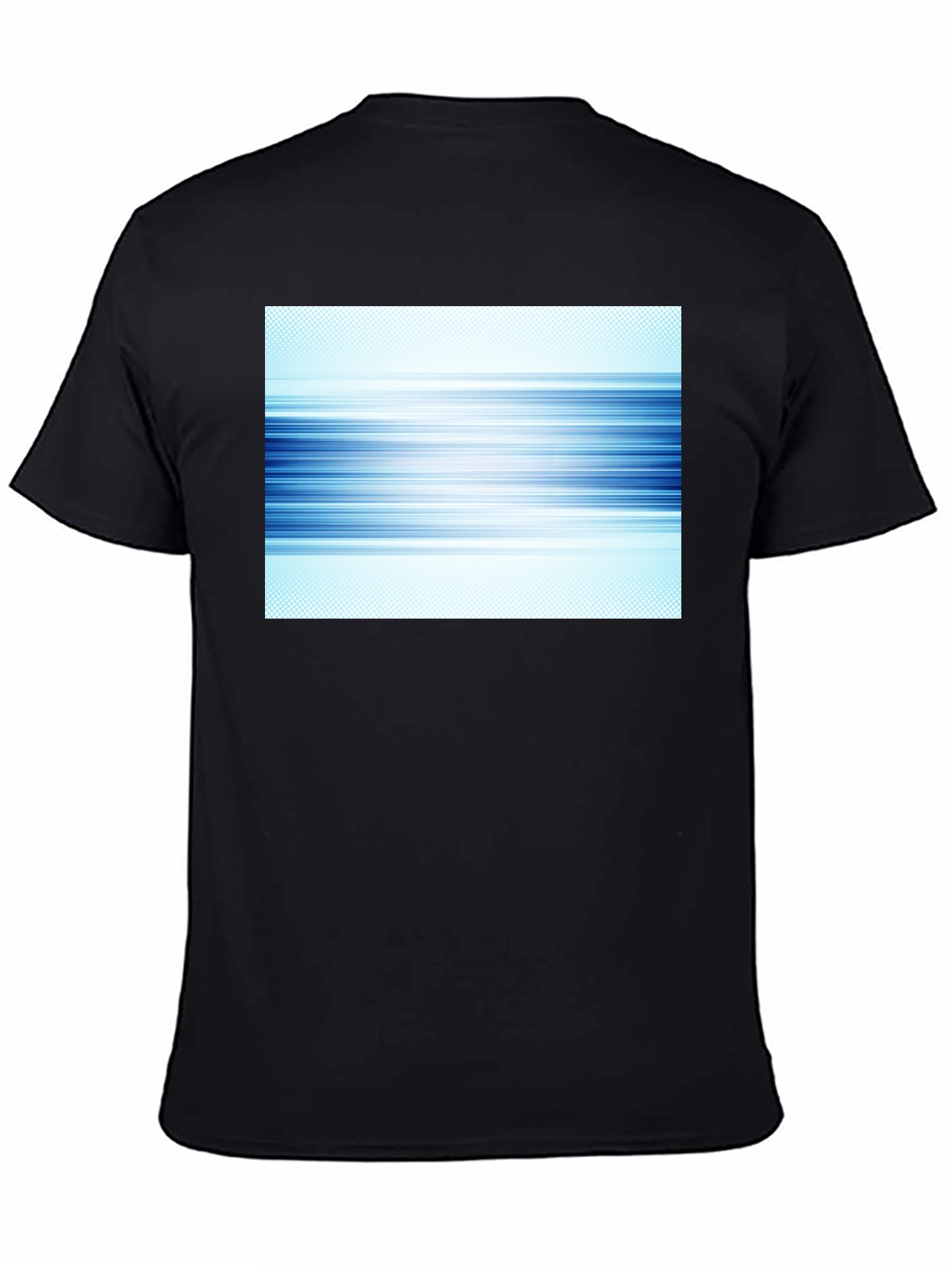 Abstract Blue Lines Graphic Black T-Shirt