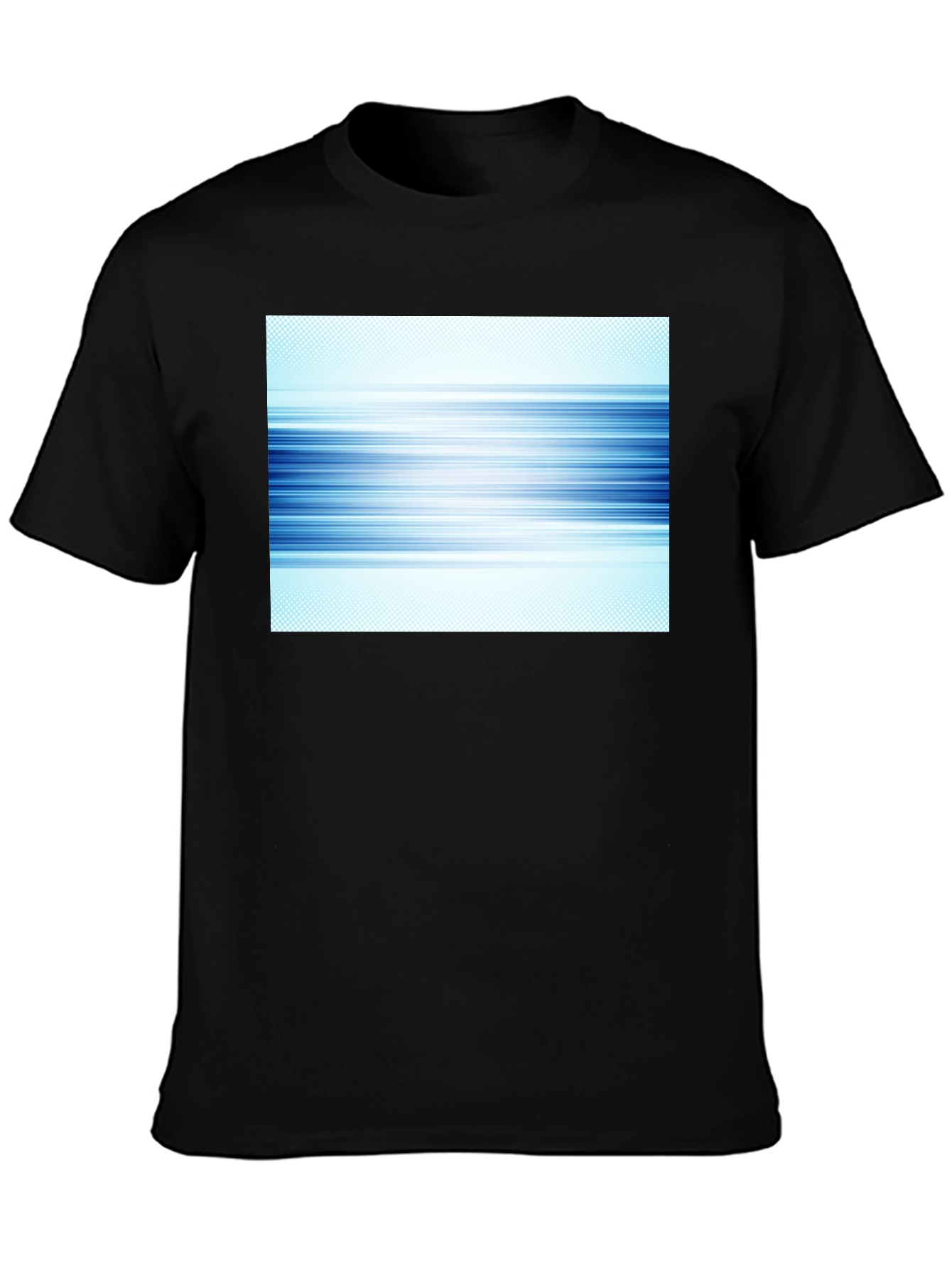 Abstract Blue Lines Graphic Black T-Shirt
