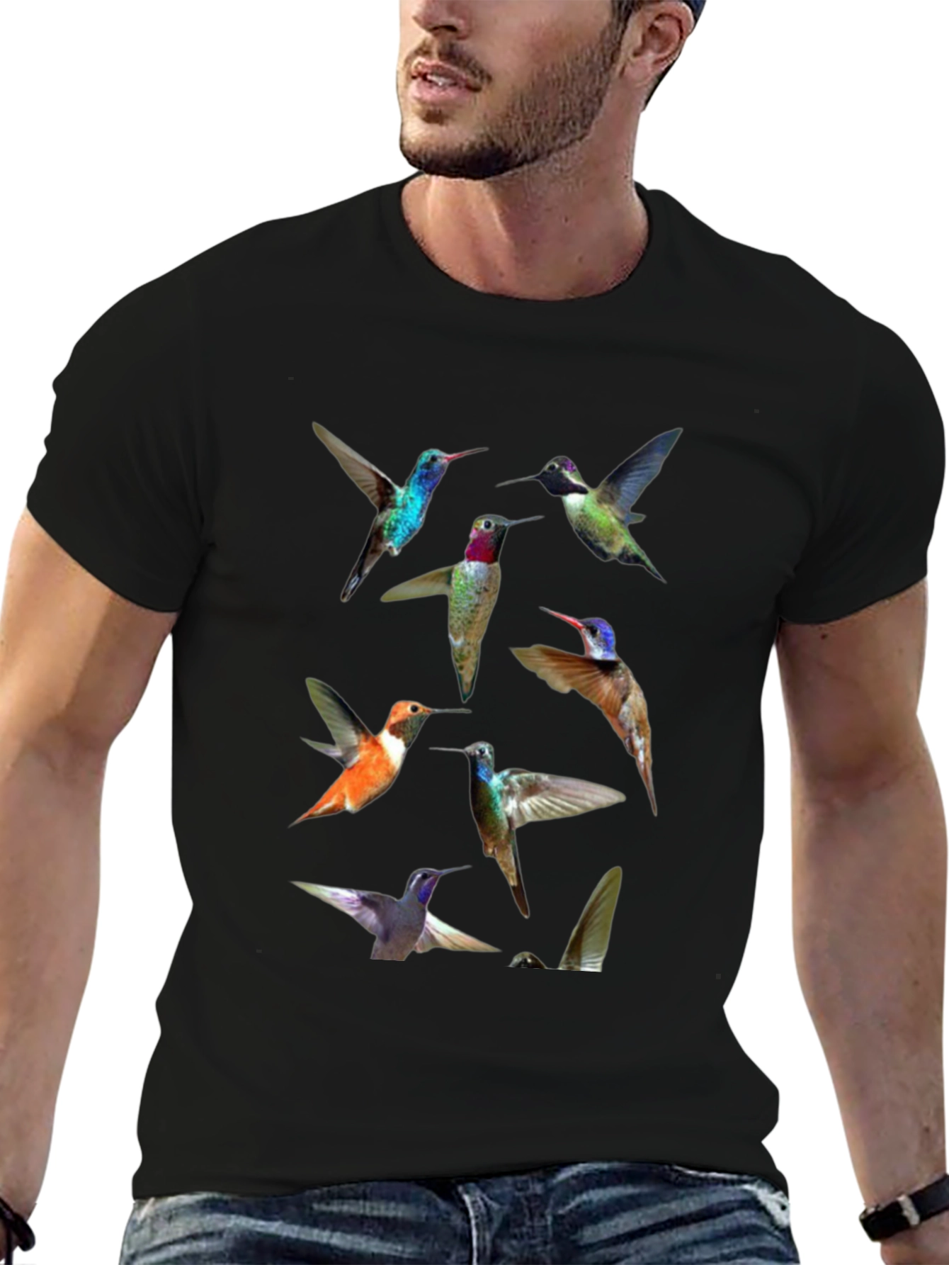 Hummingbird Print Crew Neck Tee