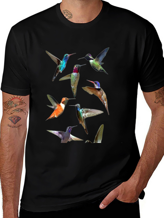 Hummingbird Print Crew Neck Tee