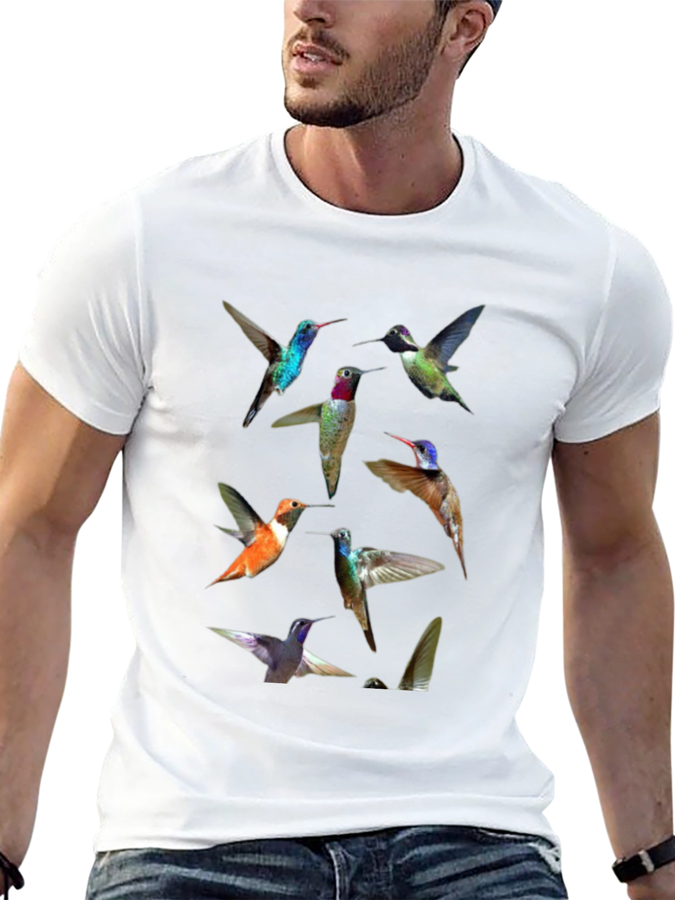 Hummingbird Print Crew Neck Tee