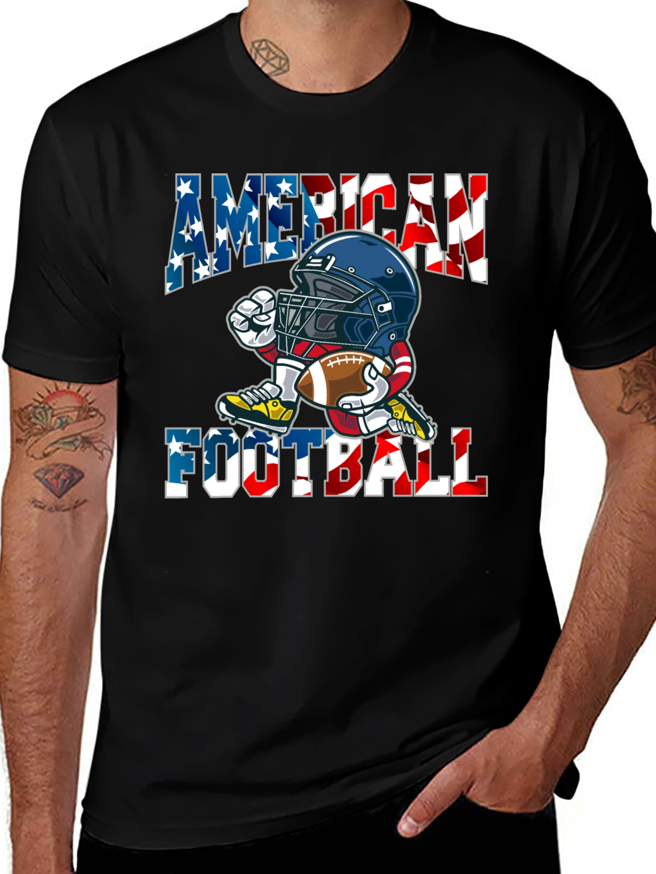 American Football Cartoon Graphic T-Shirt