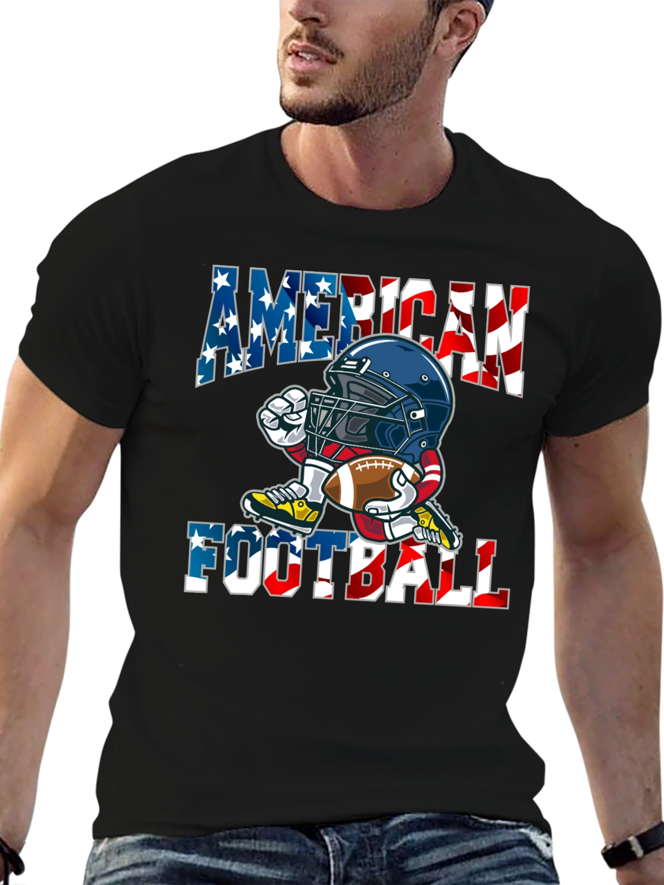 American Football Cartoon Graphic T-Shirt