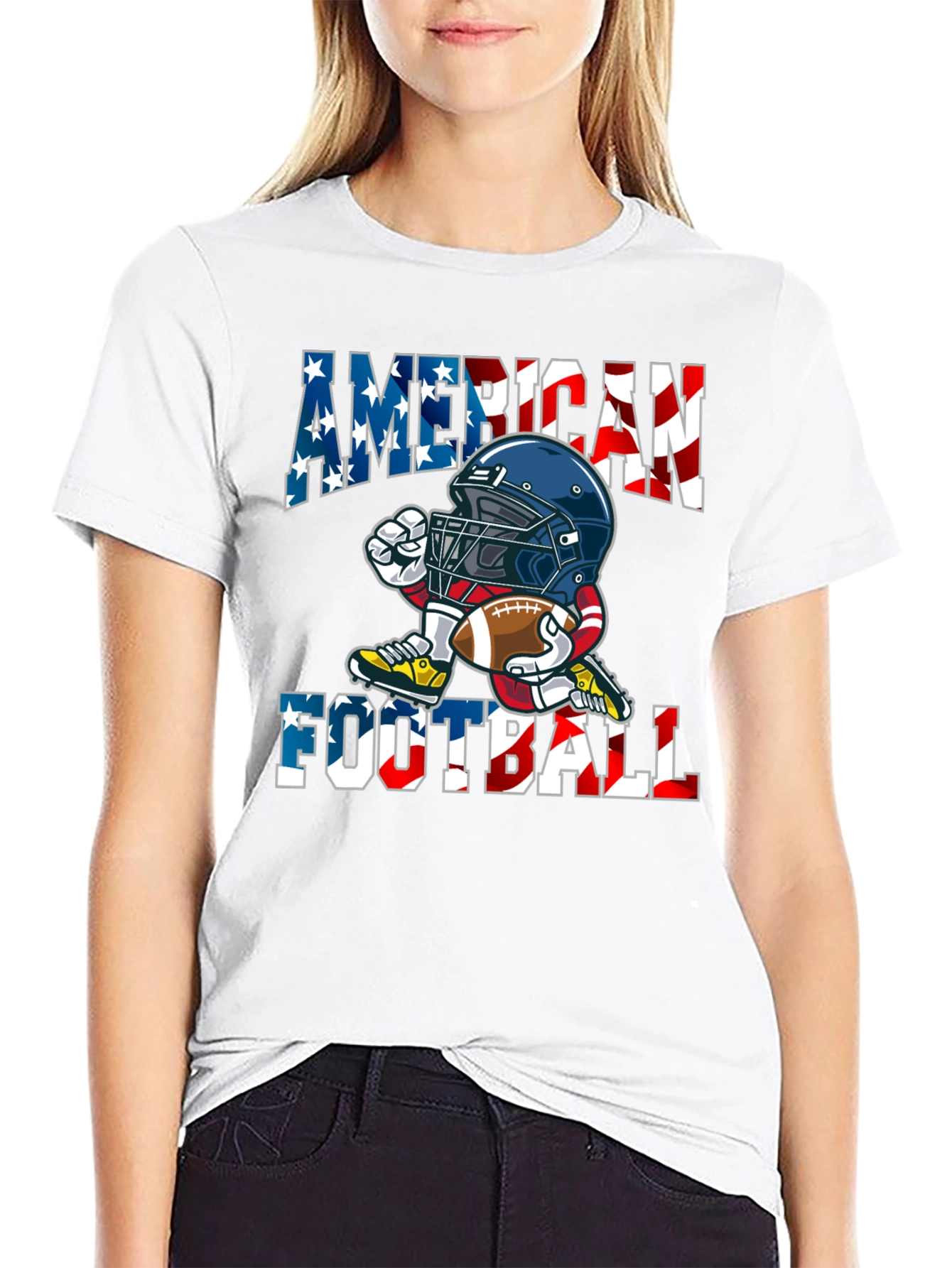 American Football Cartoon Graphic T-Shirt