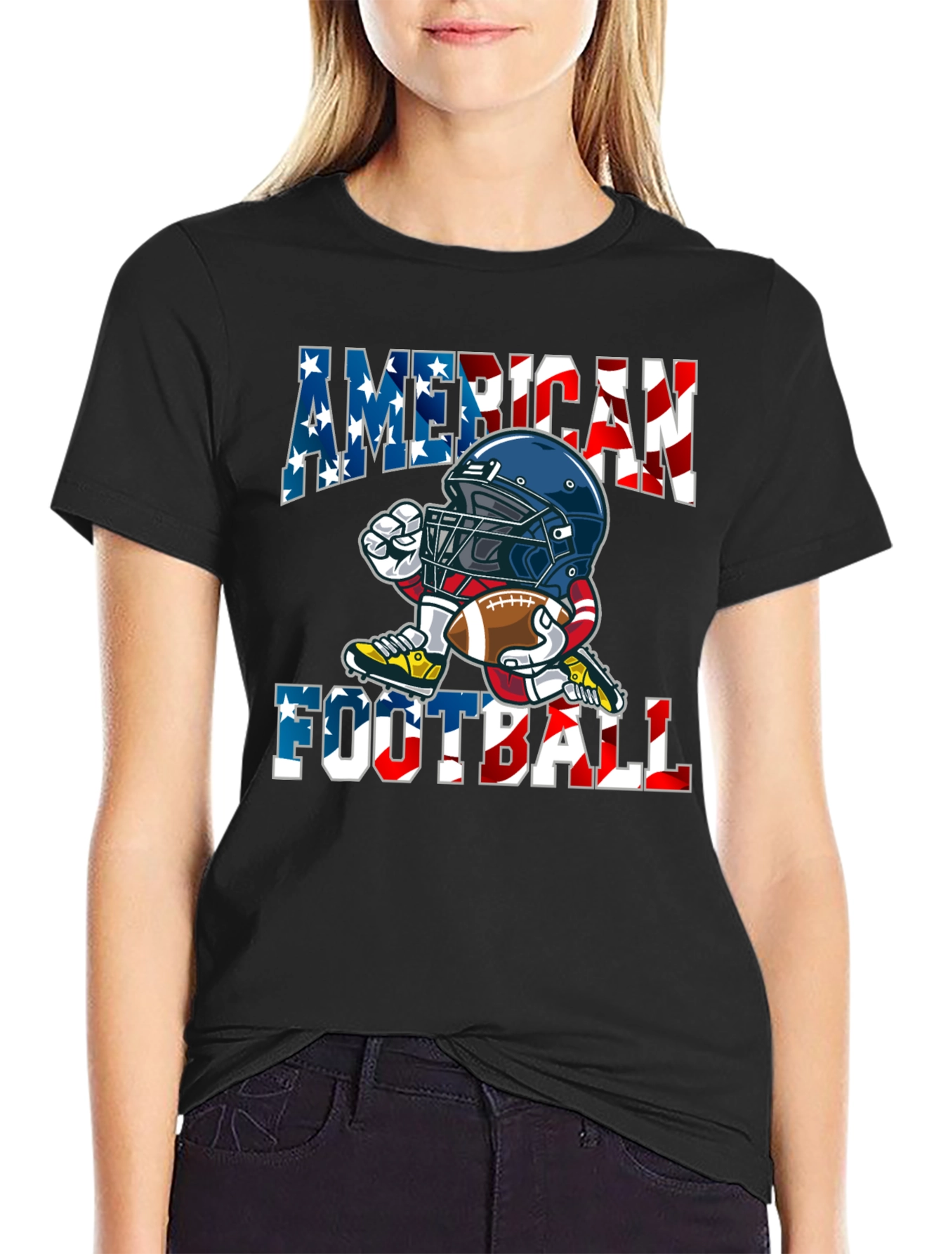 American Football Cartoon Graphic T-Shirt