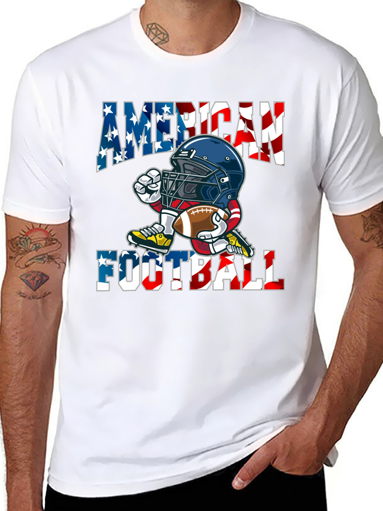 American Football Cartoon Graphic T-Shirt