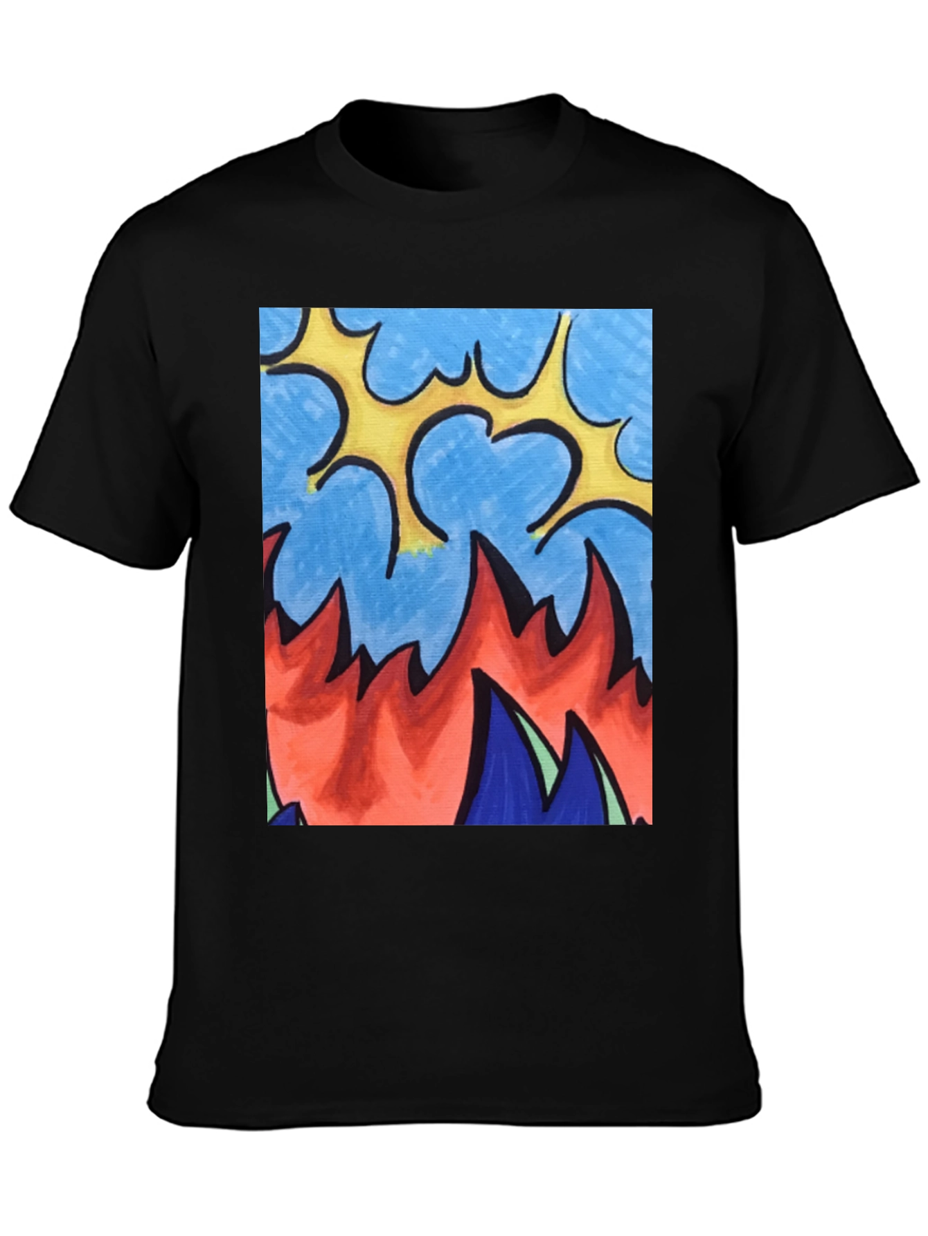 Abstract Fire Graphic Tee - Unique Design