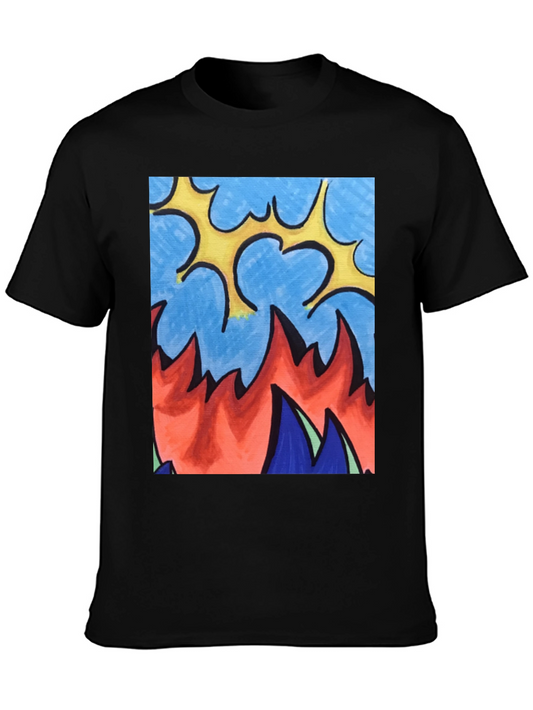 Abstract Fire Graphic Tee - Unique Design