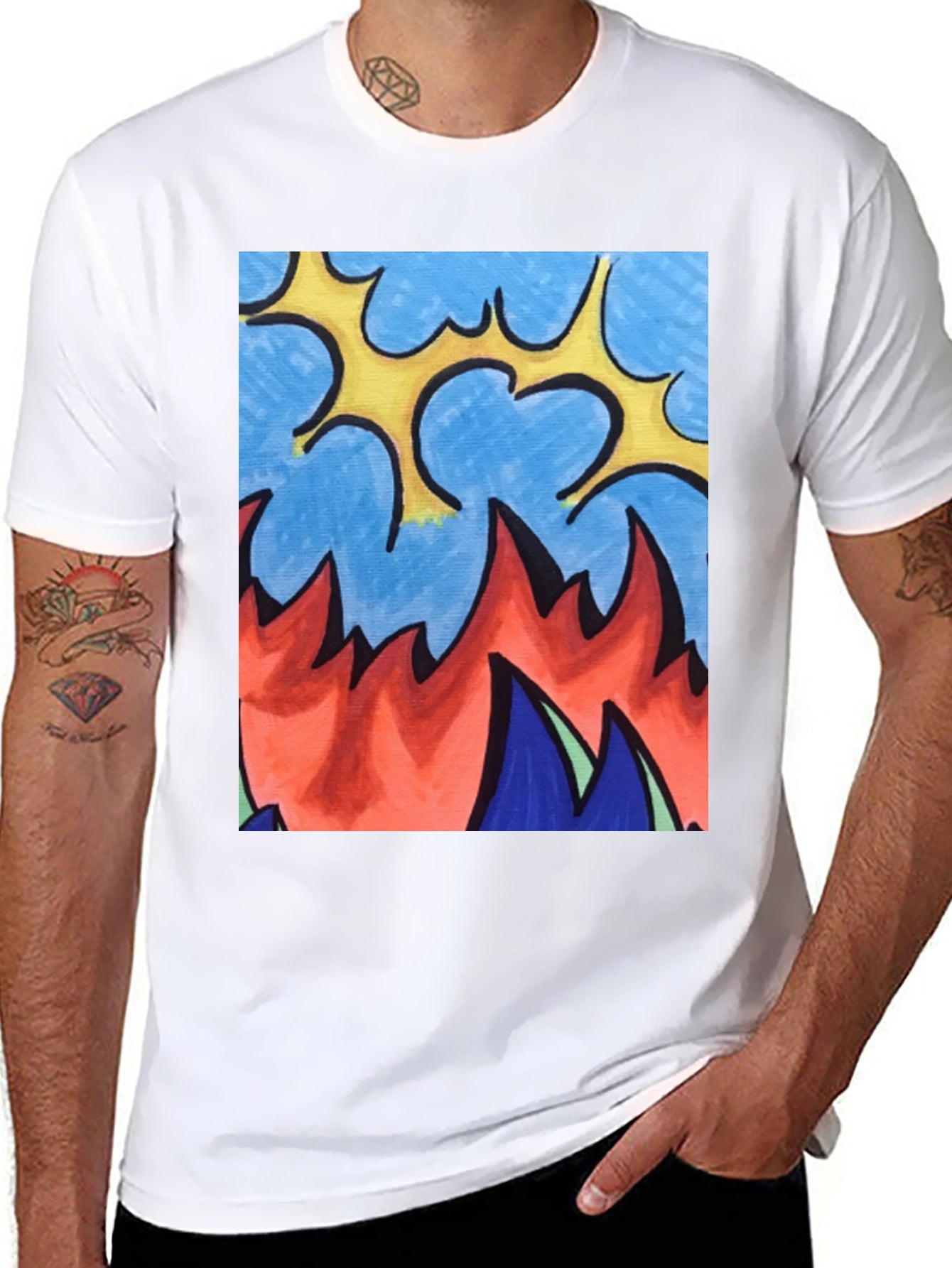 Abstract Fire Graphic Tee - Unique Design