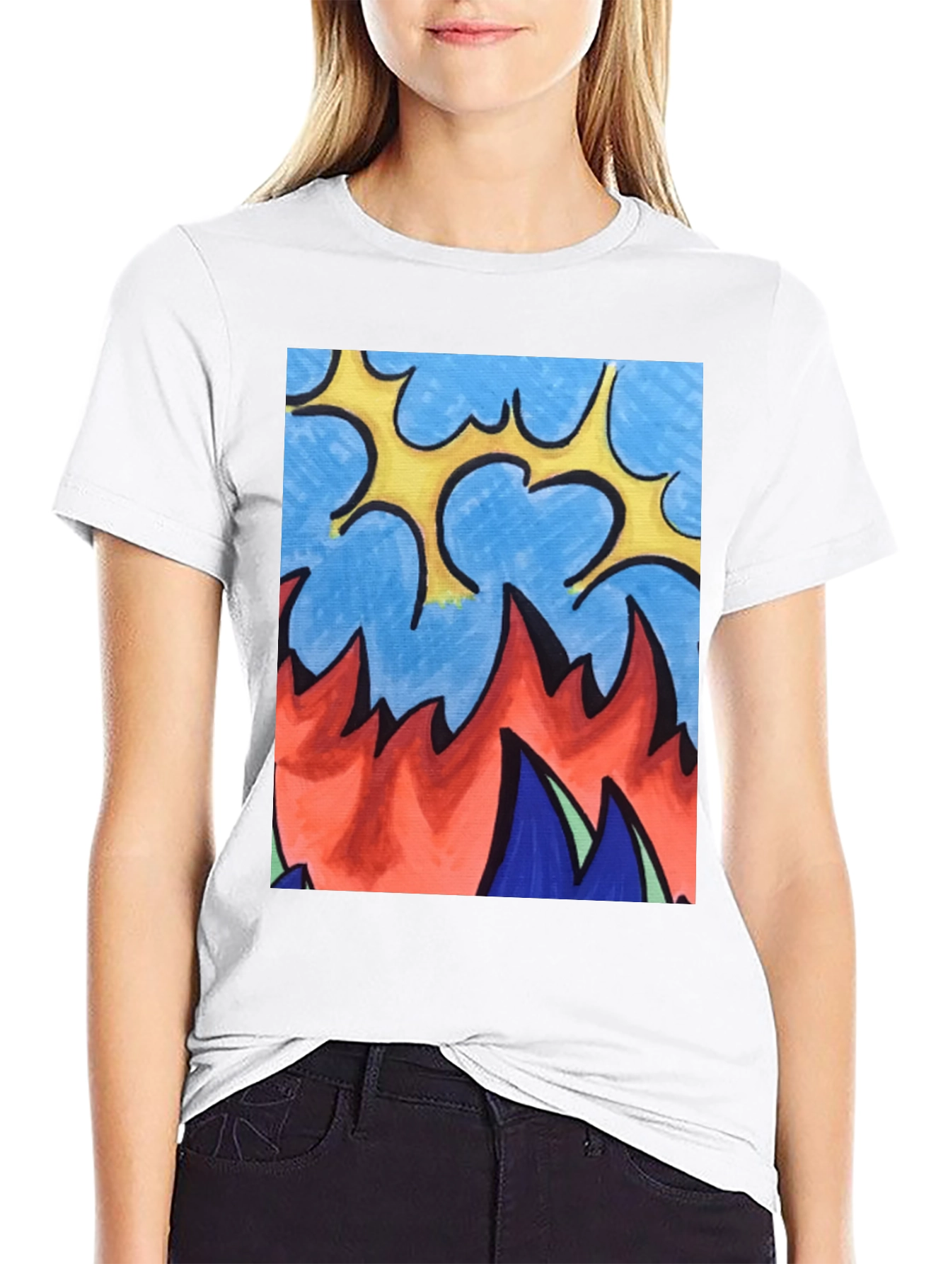 Abstract Fire Graphic Tee - Unique Design