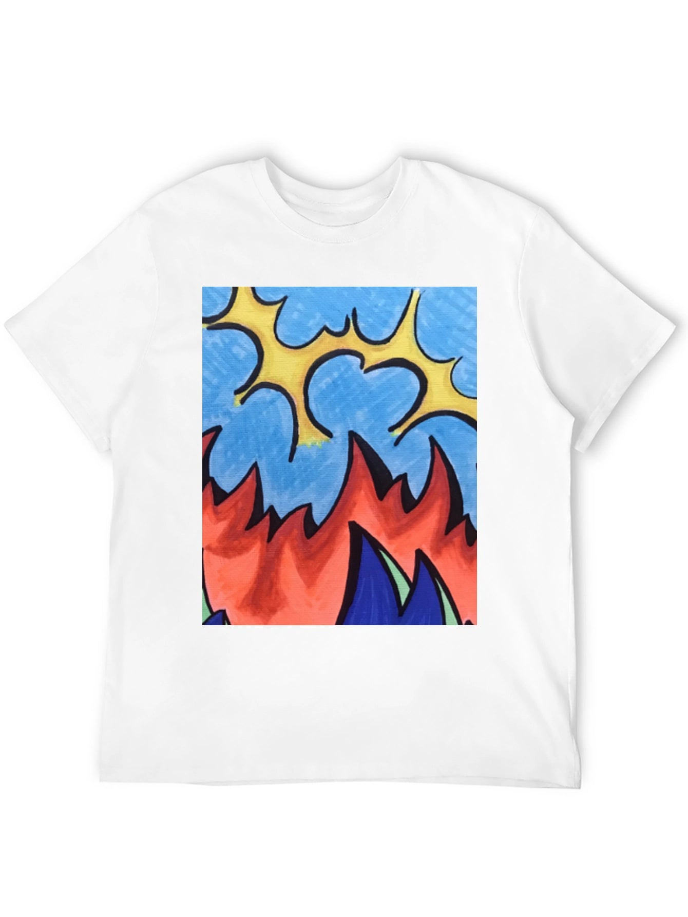 Abstract Fire Graphic Tee - Unique Design