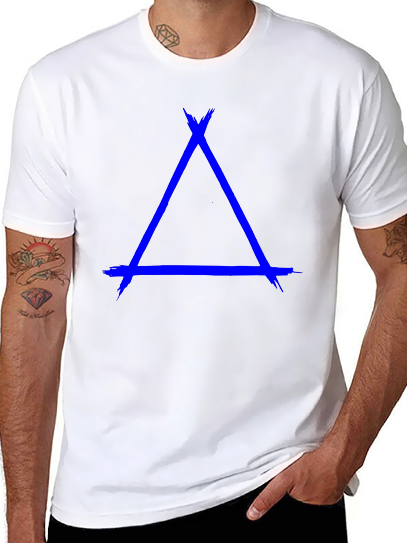 Abstract Triangle Graphic Tee - Mens Black T-Shirt