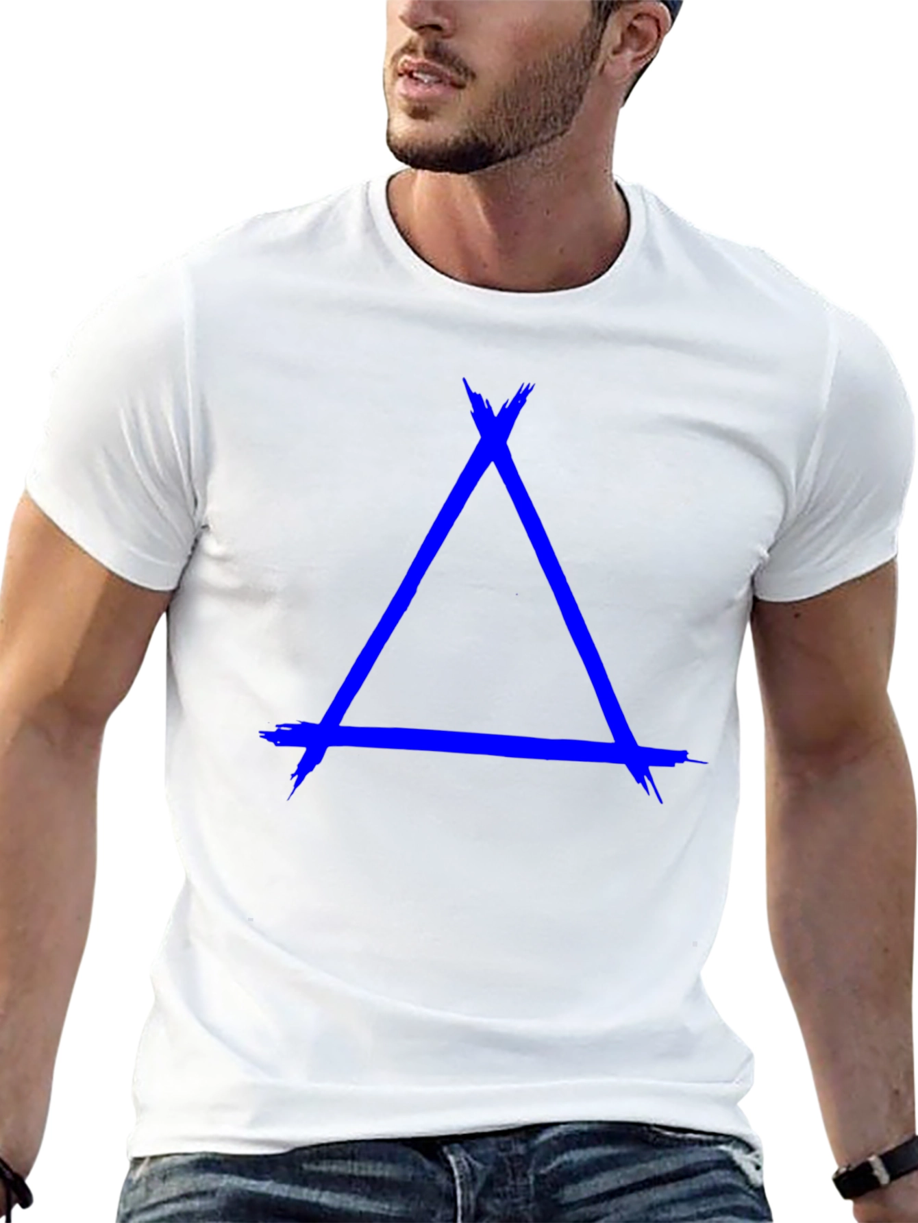 Abstract Triangle Graphic Tee - Mens Black T-Shirt