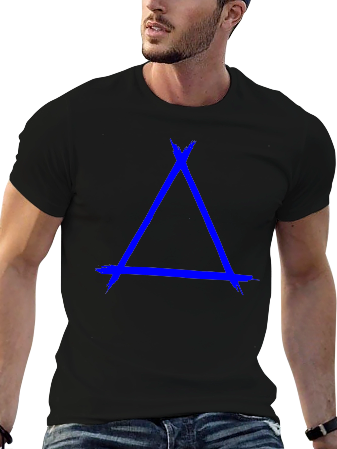 Abstract Triangle Graphic Tee - Mens Black T-Shirt