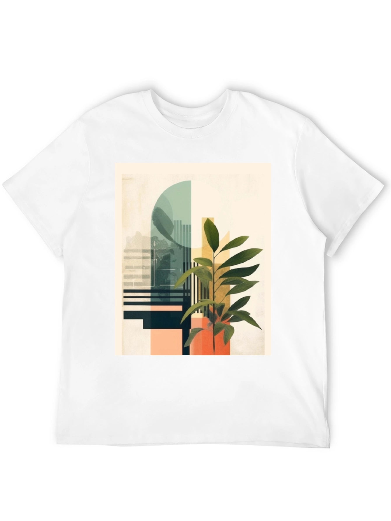 Abstract Plant Graphic Tee - Modern Black T-Shirt