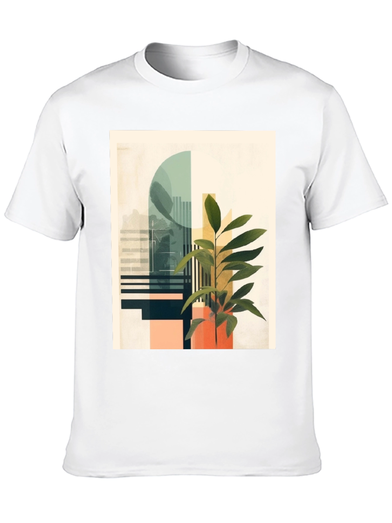 Abstract Plant Graphic Tee - Modern Black T-Shirt