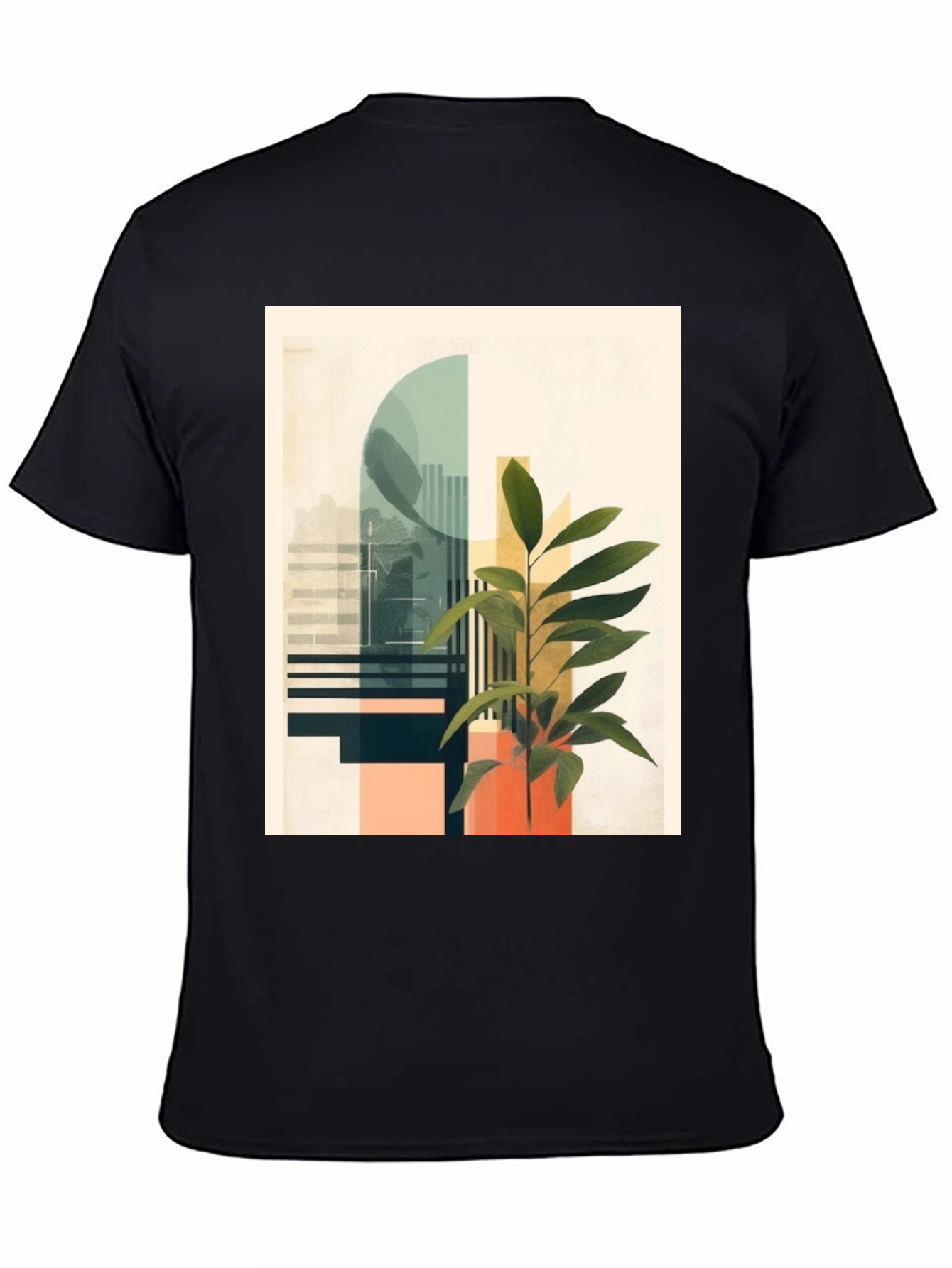 Abstract Plant Graphic Tee - Modern Black T-Shirt