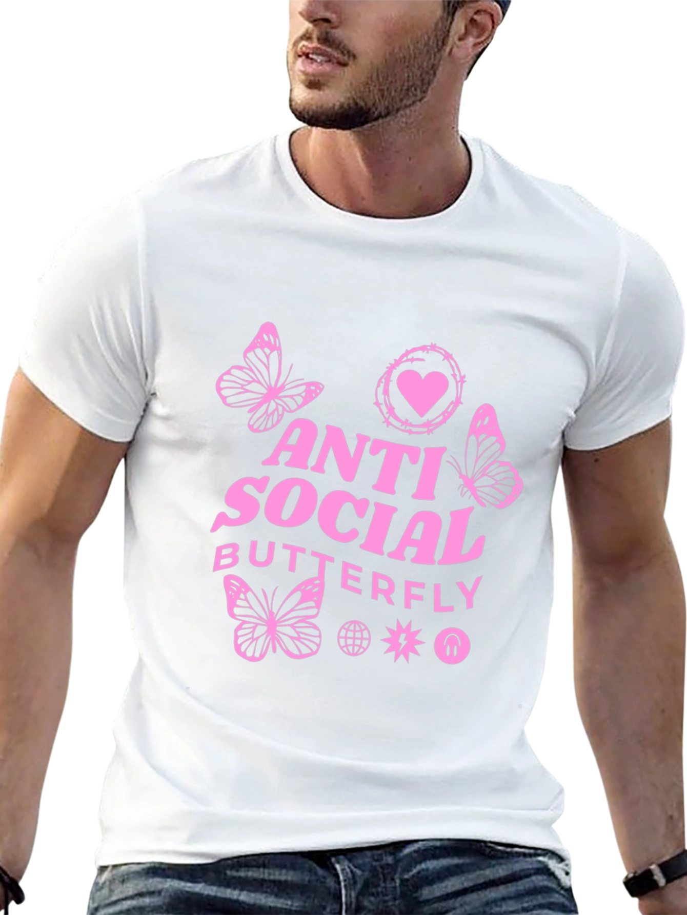 Anti Social Butterfly Graphic Tee - Black