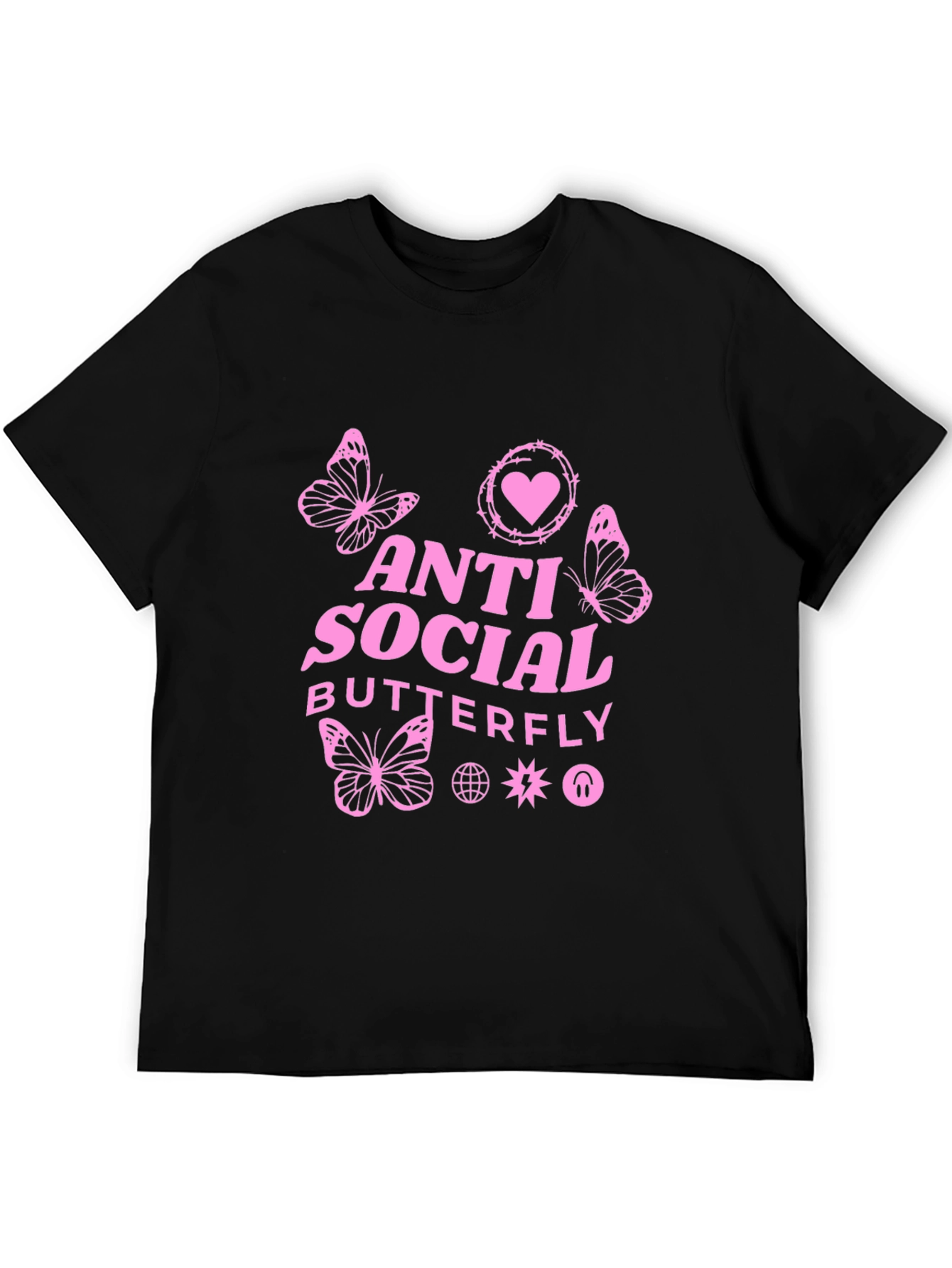Anti Social Butterfly Graphic Tee - Black