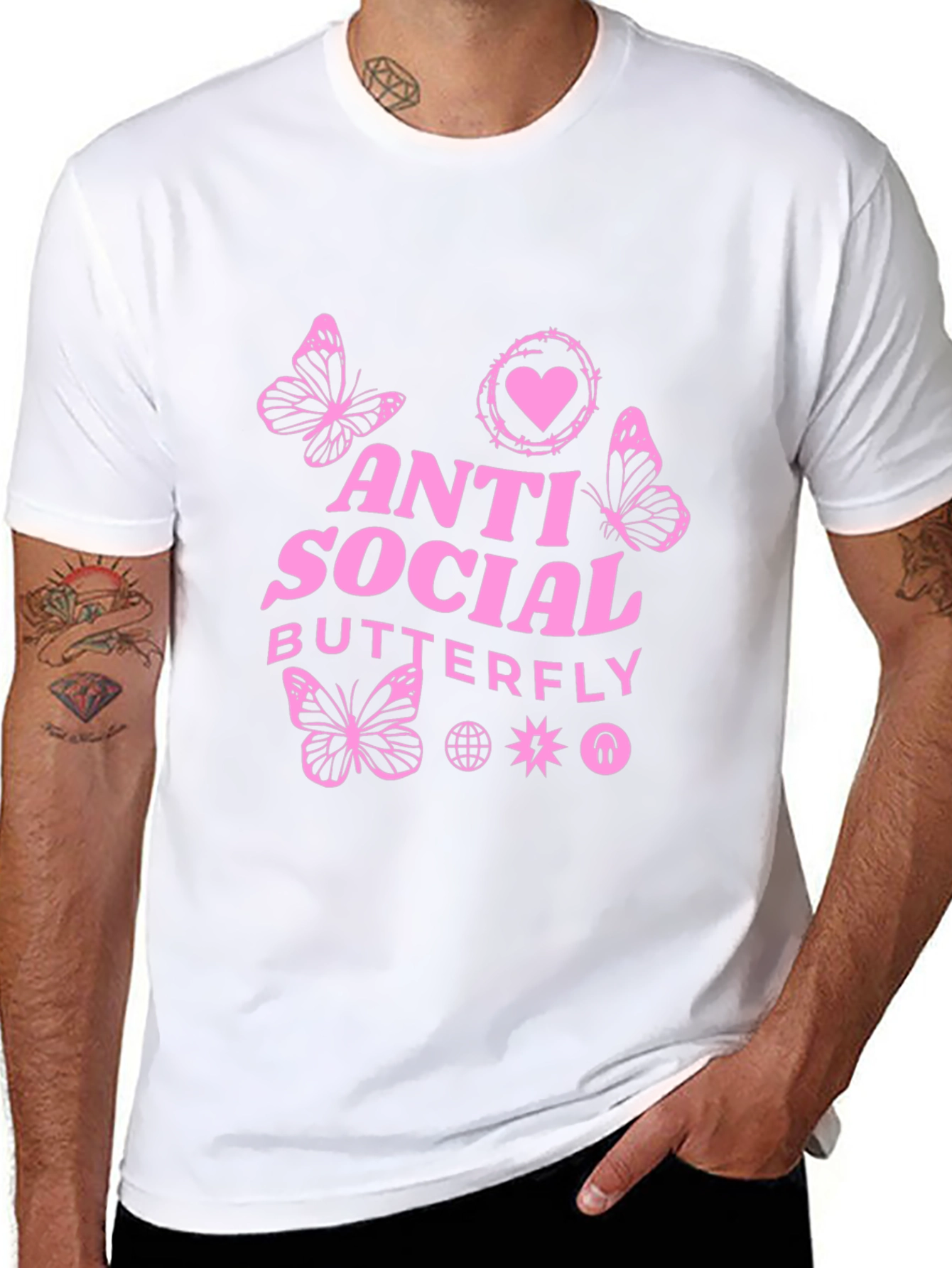 Anti Social Butterfly Graphic Tee - Black