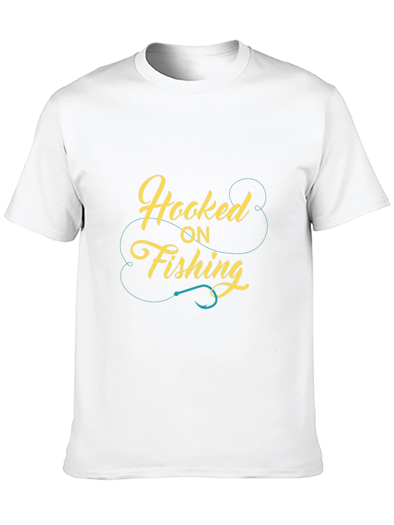Hooked On Fishing Graphic Print Mens Black T-Shirt