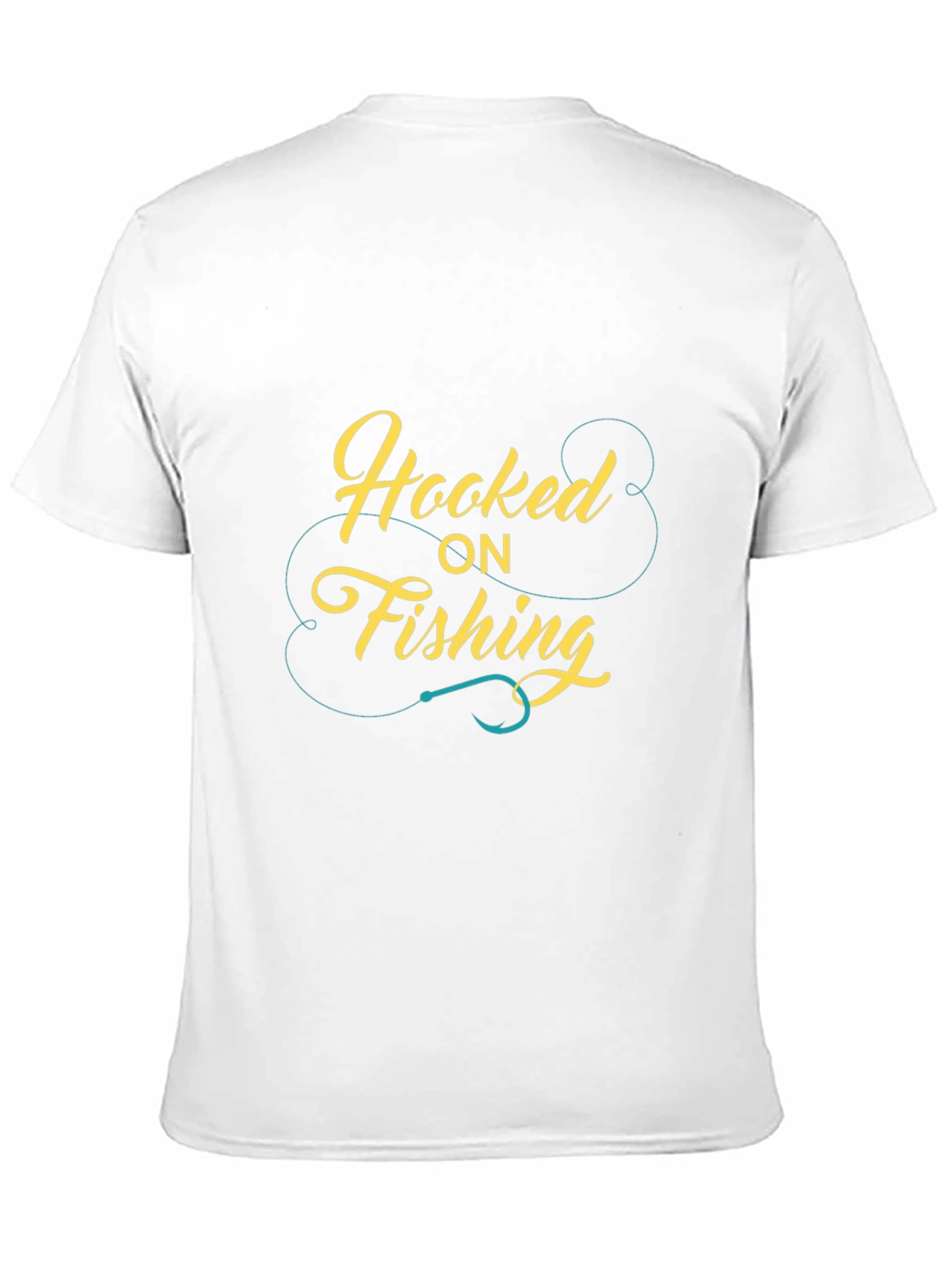 Hooked On Fishing Graphic Print Mens Black T-Shirt