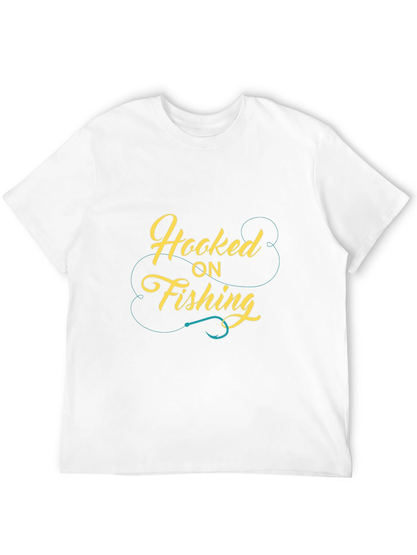 Hooked On Fishing Graphic Print Mens Black T-Shirt