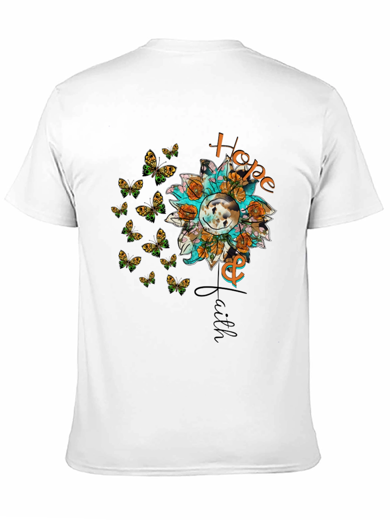 Hope and Faith Sunflower Butterfly Graphic T-Shirt