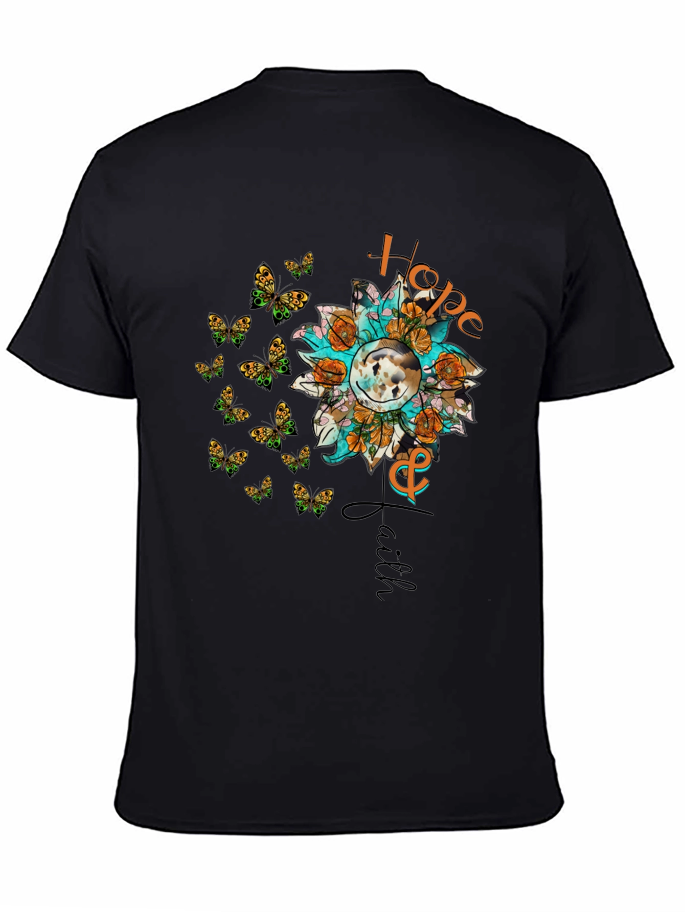 Hope and Faith Sunflower Butterfly Graphic T-Shirt