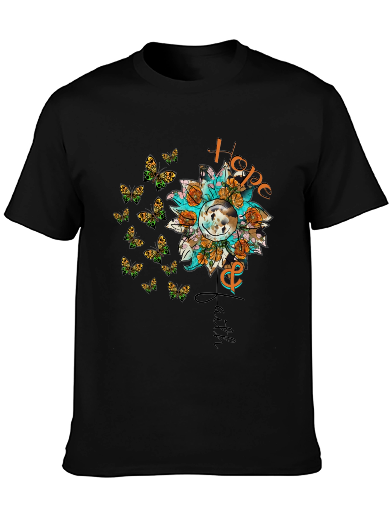 Hope and Faith Sunflower Butterfly Graphic T-Shirt